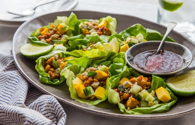 Mango Tempeh Lettuce Wraps